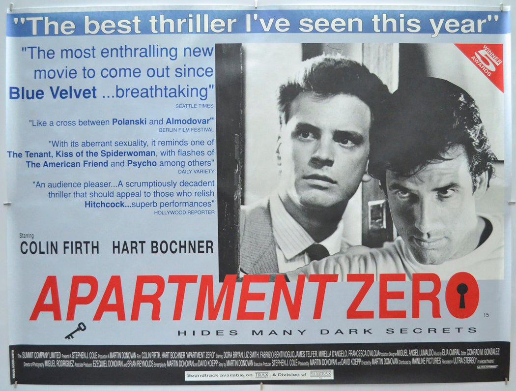 Apartment Zero - Original Quad Poster - Film Poster - Movie Poster