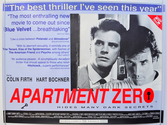 Apartment Zero  Original British Quad Poster - Film Poster - Movie Poster 