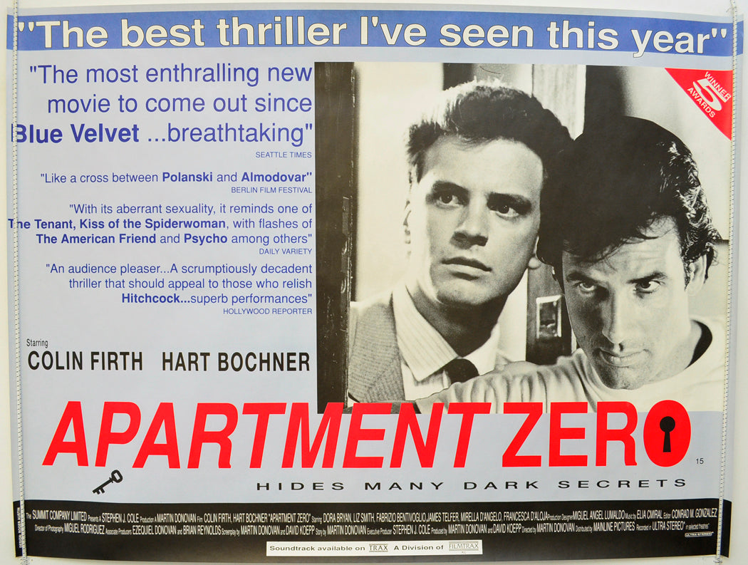 Apartment Zero Original Quad Poster - Film Poster - Movie Poster  