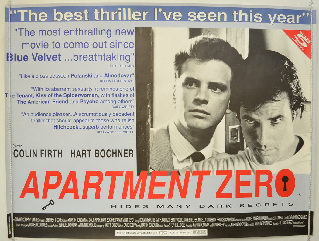 Apartment Zero  Original Quad Poster - Film Poster - Movie Poster