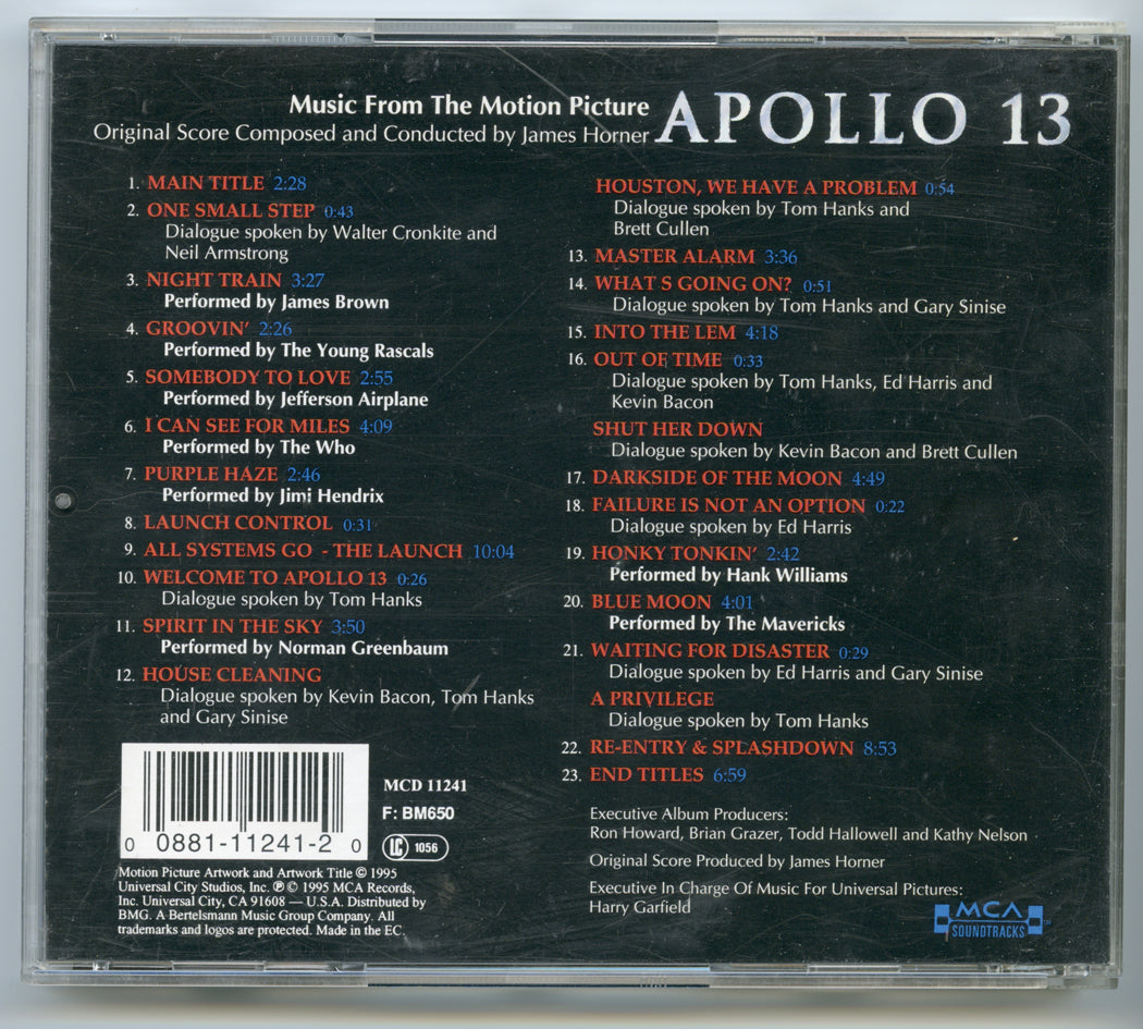 APOLLO 13 Original CD Soundtrack (back) 