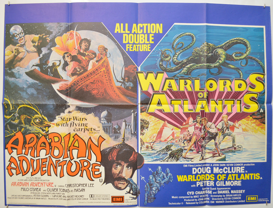 Arabian Adventure / Warlords Of Atlantis (Double Bill)  Original Quad Poster - Film Poster - Movie Poster