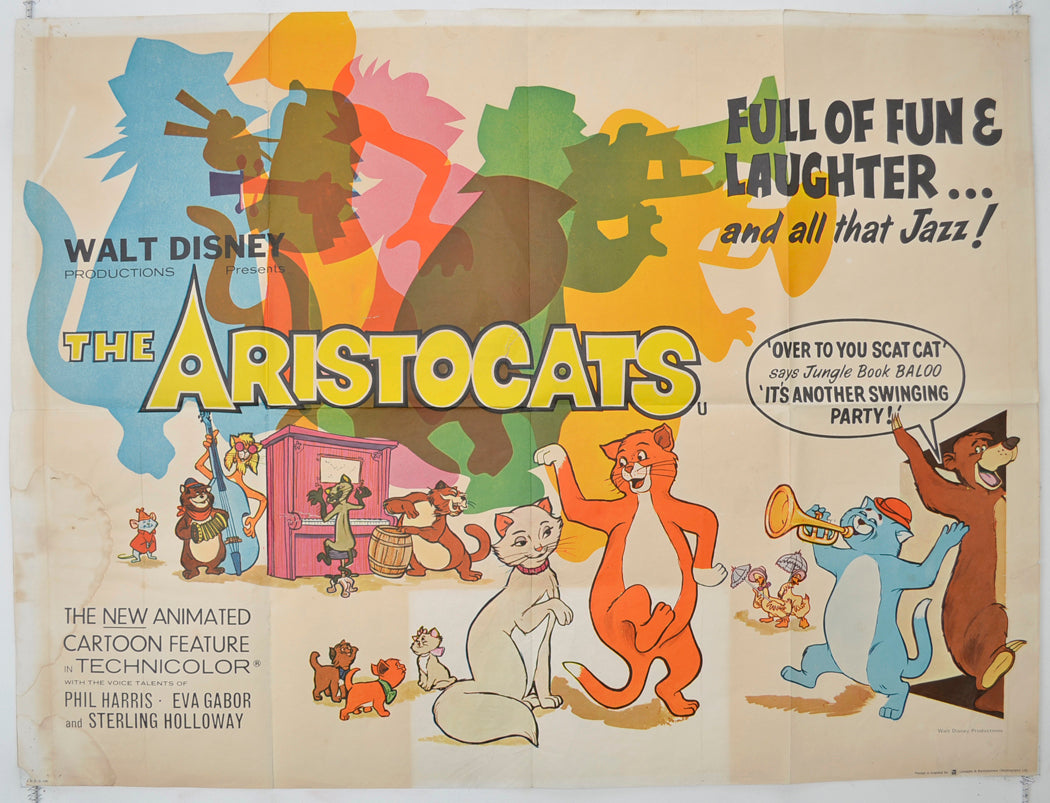 The Aristocats  Original Quad Poster - Film Poster - Movie Poster 