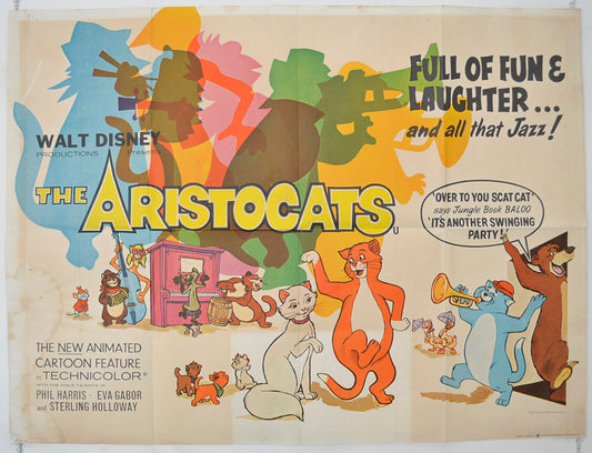 The Aristocats  Original Quad Poster - Film Poster - Movie Poster 