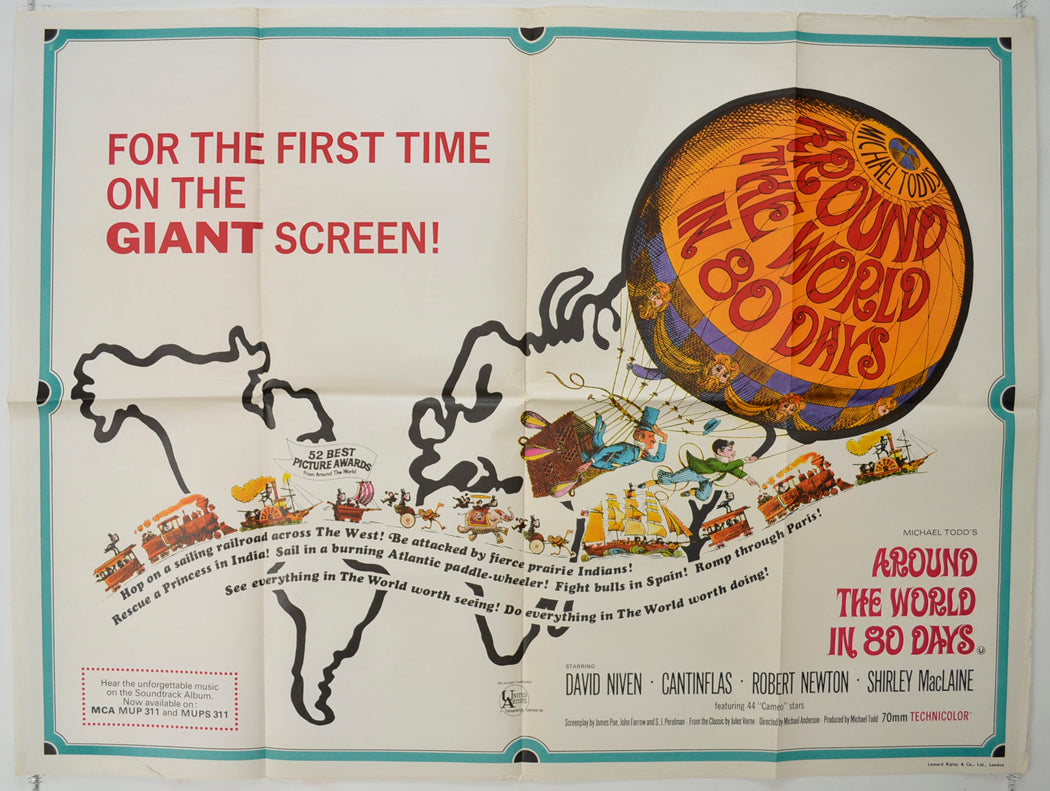 Around The World In 80 Days  (1968 re-release poster)  Original Quad Poster - Film Poster - Movie Poster 