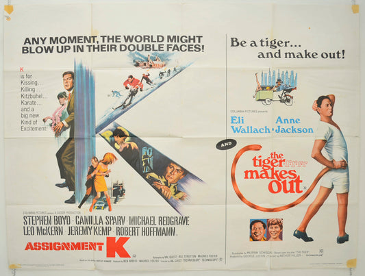 Assignment K / The Tiger Makes Out  (Double Bill)   Original Quad Poster - Film Poster - Movie Poster  