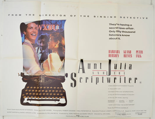 Aunt Julia And The Scriptwriter  (a.k.a. Tune in Tomorrow)  Original Quad Poster - Film Poster - Movie Poster 