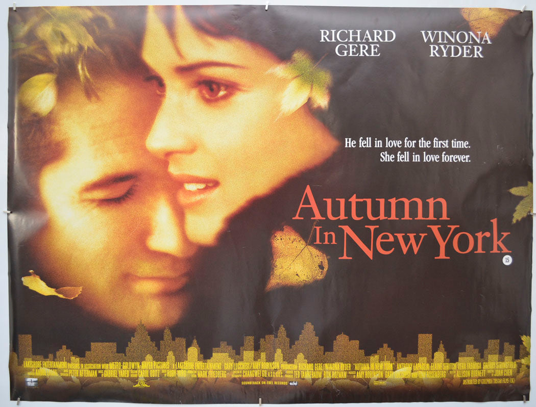 Autumn In New York Original Quad Poster - Film Poster - Movie Poster