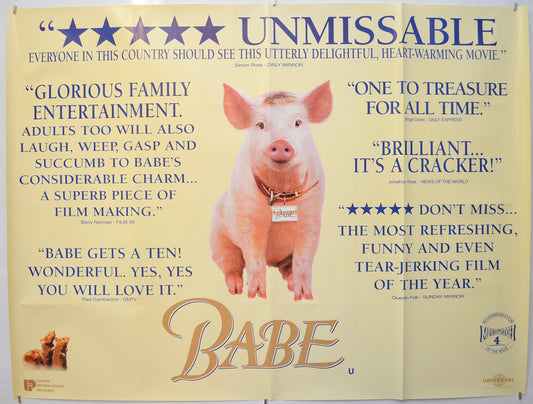 Babe (Reviews Version) Original Quad Poster - Film Poster - Movie Poster