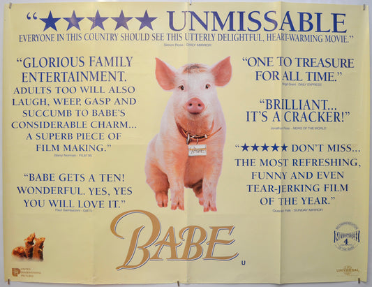 Babe (Reviews Version) Original Quad Poster - Film Poster - Movie Poster