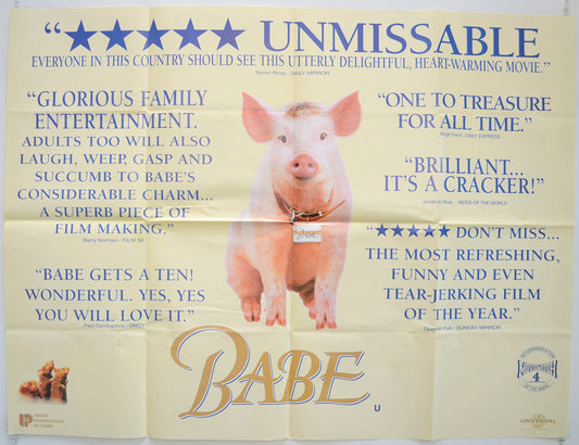 Babe  (Reviews Version)   Original Quad Poster - Film Poster - Movie Poster  