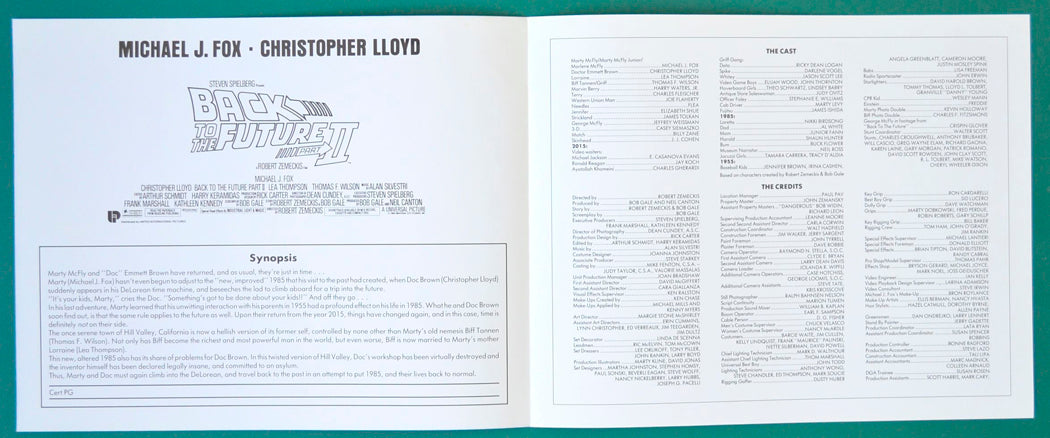 Back To The Future 2 - Synopsis Booklet - Inside