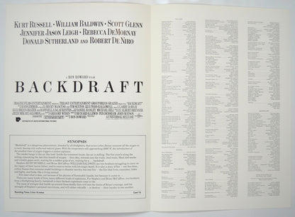 BACKDRAFT Cinema Exhibitors Press Synopsis Credits Booklet - INSIDE 