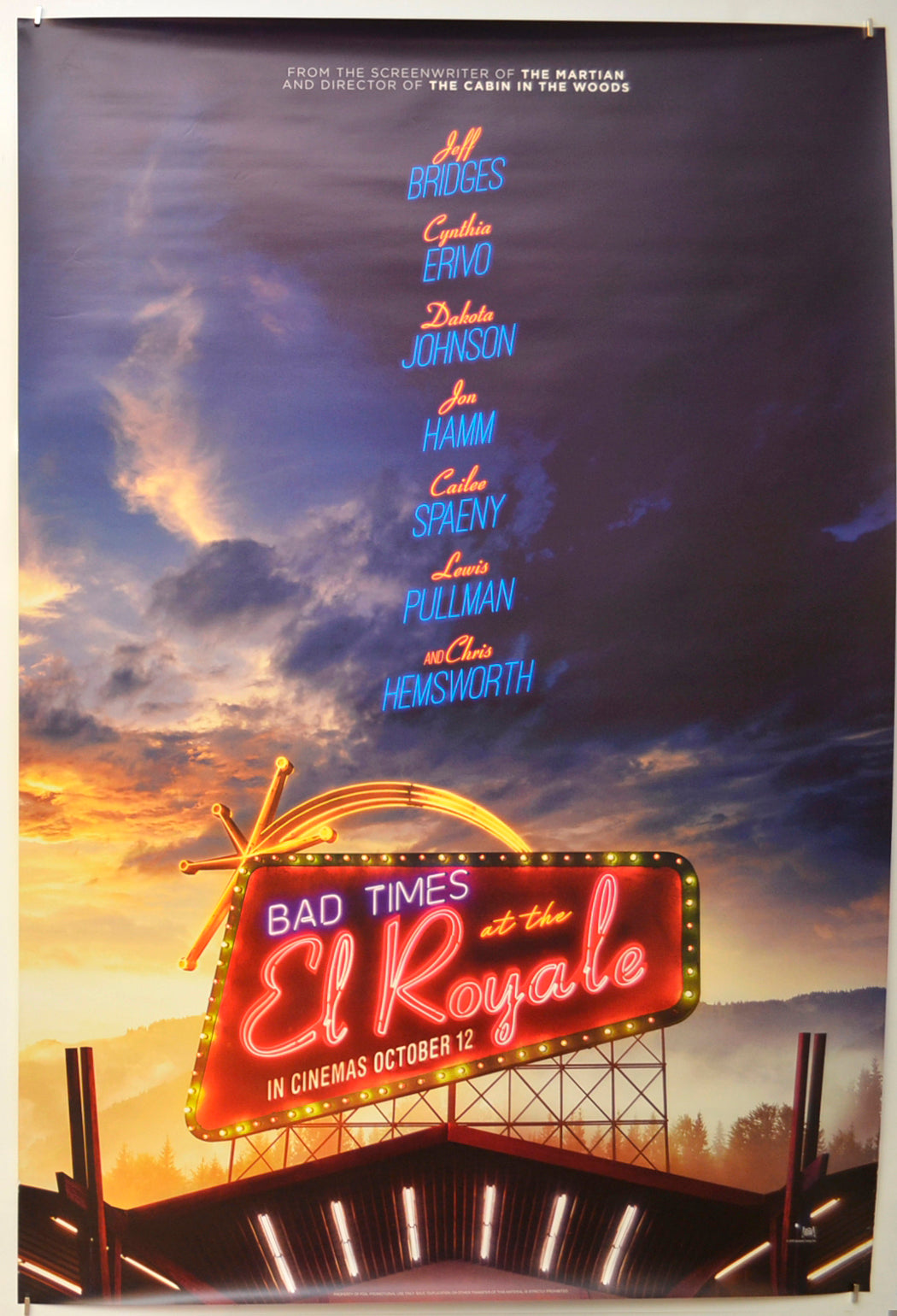 Bad Times At The El Royale (Teaser / Advance Version)  Original One Sheet Poster - Film Poster - Movie Poster