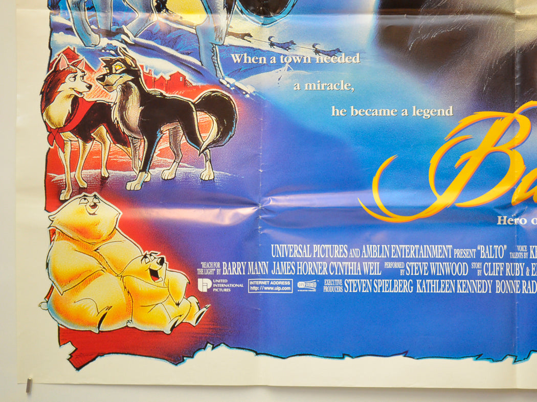 BALTO : HERO OF NOME (Bottom Left) Cinema Quad Movie Poster 