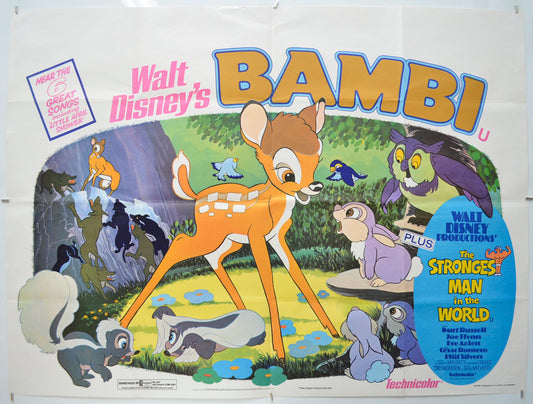 Bambi (Double Bill featuring The Strongest Man In The World) Original Quad Poster - Film Poster - Movie Poster