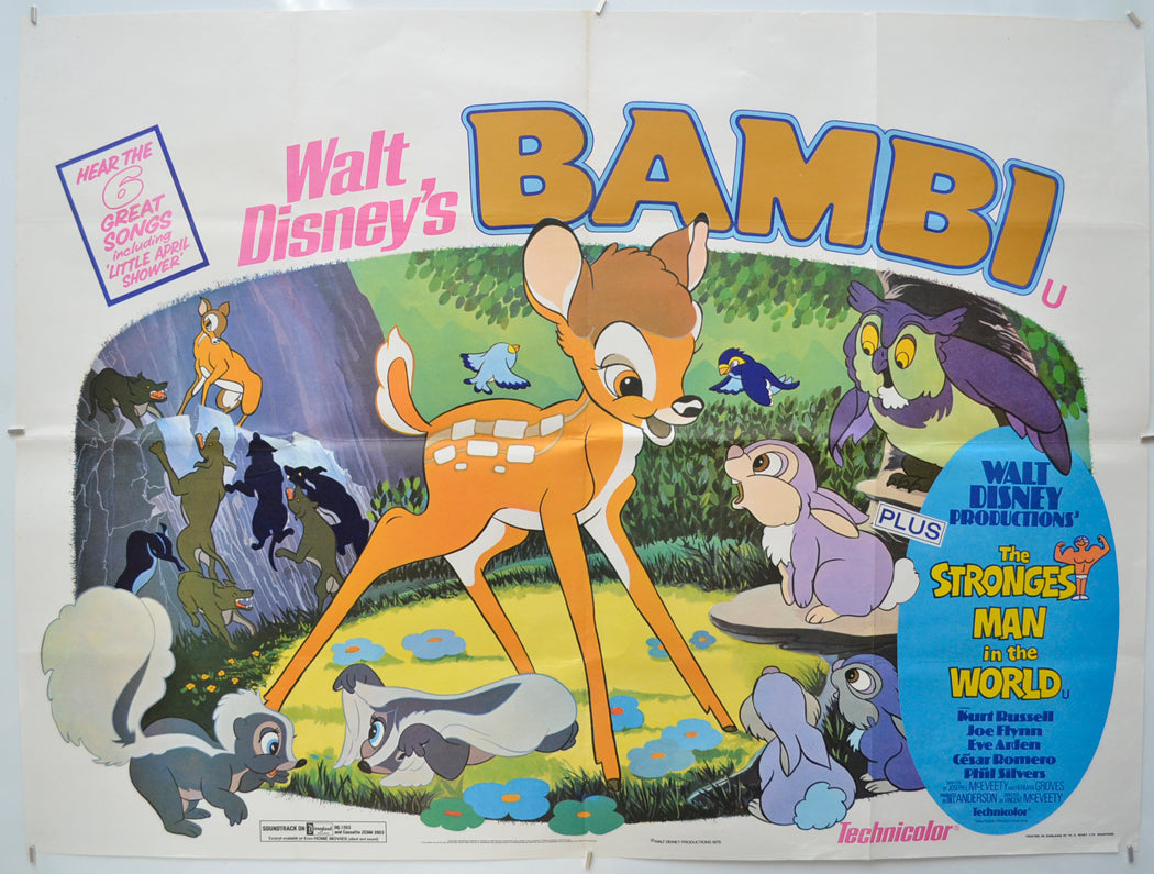 Bambi (Double Bill featuring The Strongest Man In The World) Original Quad Poster - Film Poster - Movie Poster