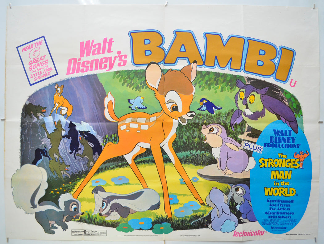 Bambi (Double Bill featuring The Strongest Man In The World) Original Quad Poster - Film Poster - Movie Poster