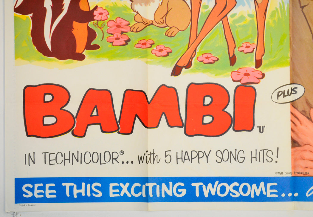 BAMBI / MONKEYS GO HOME (Bottom Left) Cinema Quad Movie Poster 