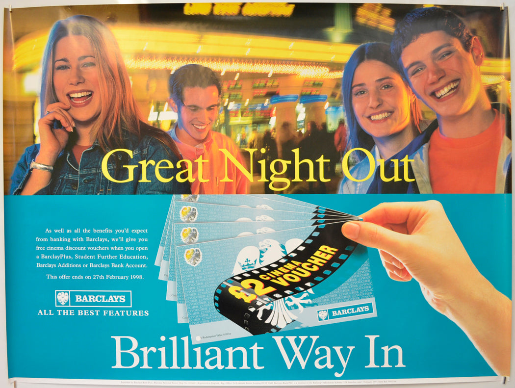 Barclays  (1997 Advertising Poster - Great Night Out)   Original Quad Poster - Film Poster - Movie Poster