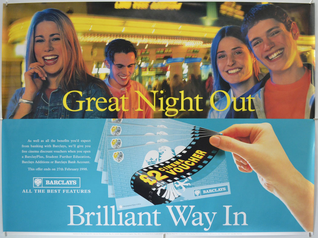 Barclays (1997 Advertising Poster - Great Night Out) Original Quad Poster - Film Poster - Movie Poster