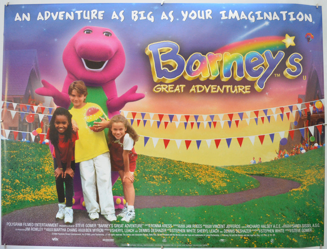 Barney's Great Adventure Original Quad Poster - Film Poster - Movie Poster  