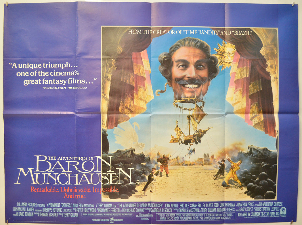 The Adventures Of Baron Munchausen  Original Quad Poster - Film Poster - Movie Poster