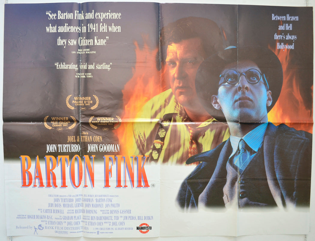 Barton Fink  Original British Quad Poster - Film Poster - Movie Poster 