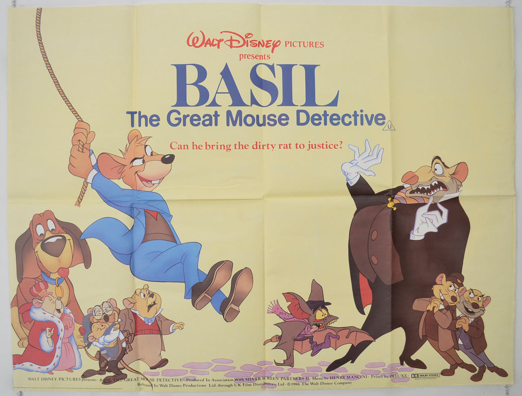 Basil The Great Mouse Detective  Original Quad Poster - Film Poster - Movie Poster 