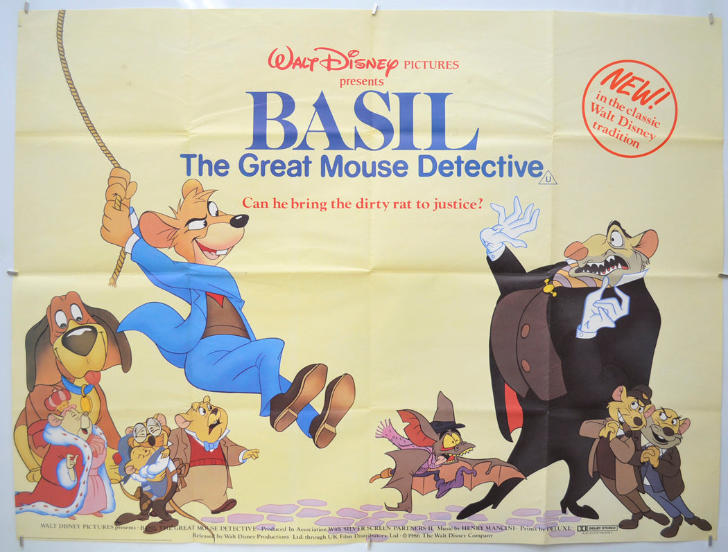 Basil The Great Mouse Detective Original Quad Poster - Film Poster - Movie Poster