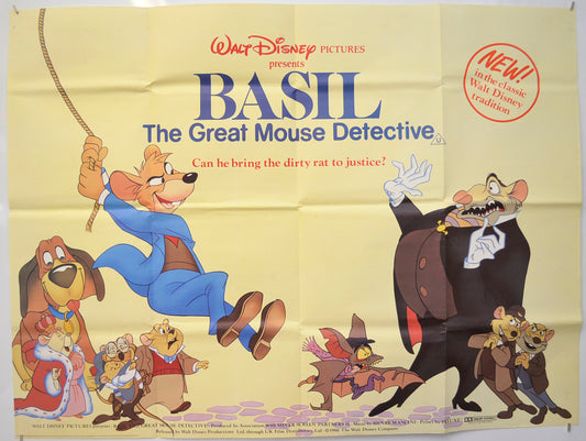 Basil The Great Mouse Detective Original Quad Poster - Film Poster - Movie Poster  