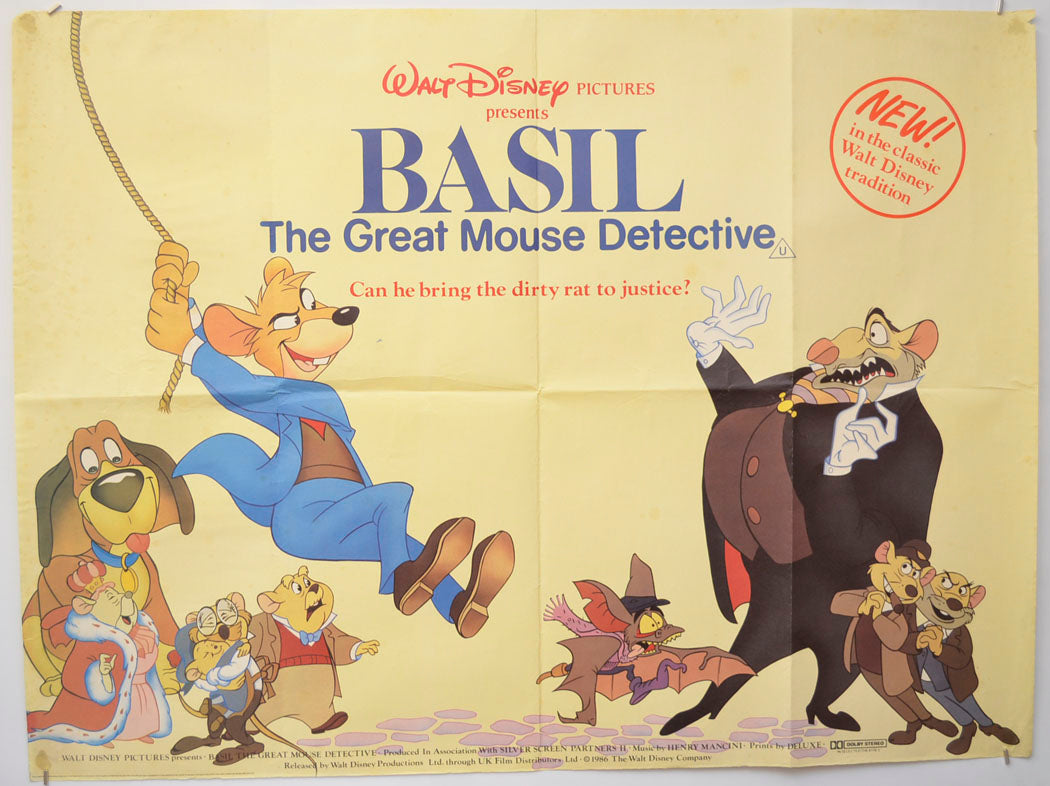 Basil The Great Mouse Detective Original Quad Poster - Film Poster - Movie Poster