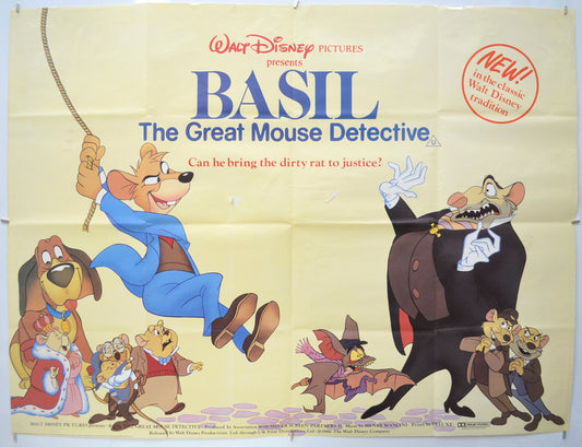 Basil The Great Mouse Detective Original Quad Poster - Film Poster - Movie Poster