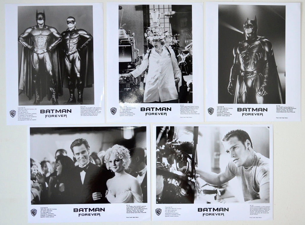 Batman Forever    5 Original Cinema Front Of House (FOH) Black And White Stills – Press Stills – Movie Stills     