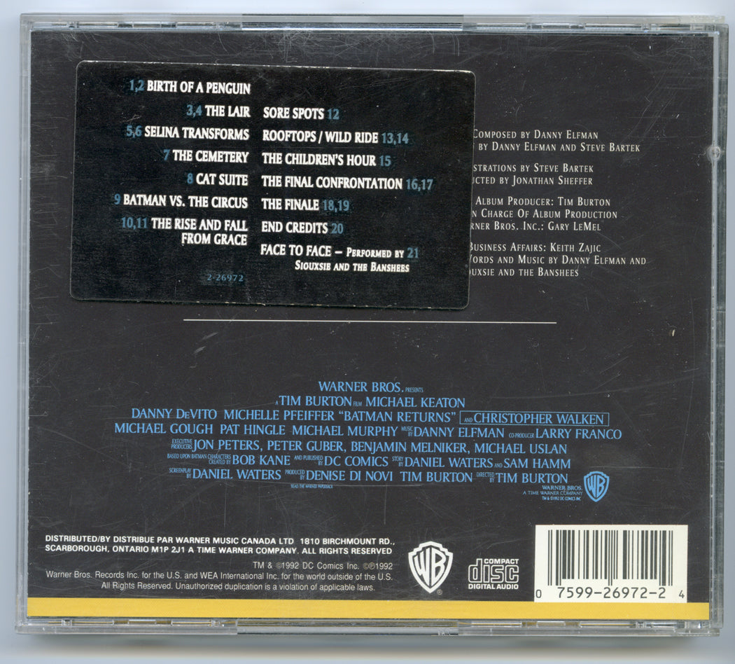 BATMAN RETURNS Original CD Soundtrack (back) 