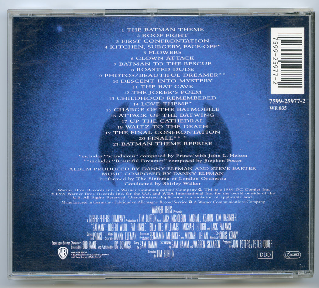 BATMAN - THE SCORE Original CD Soundtrack (back) 