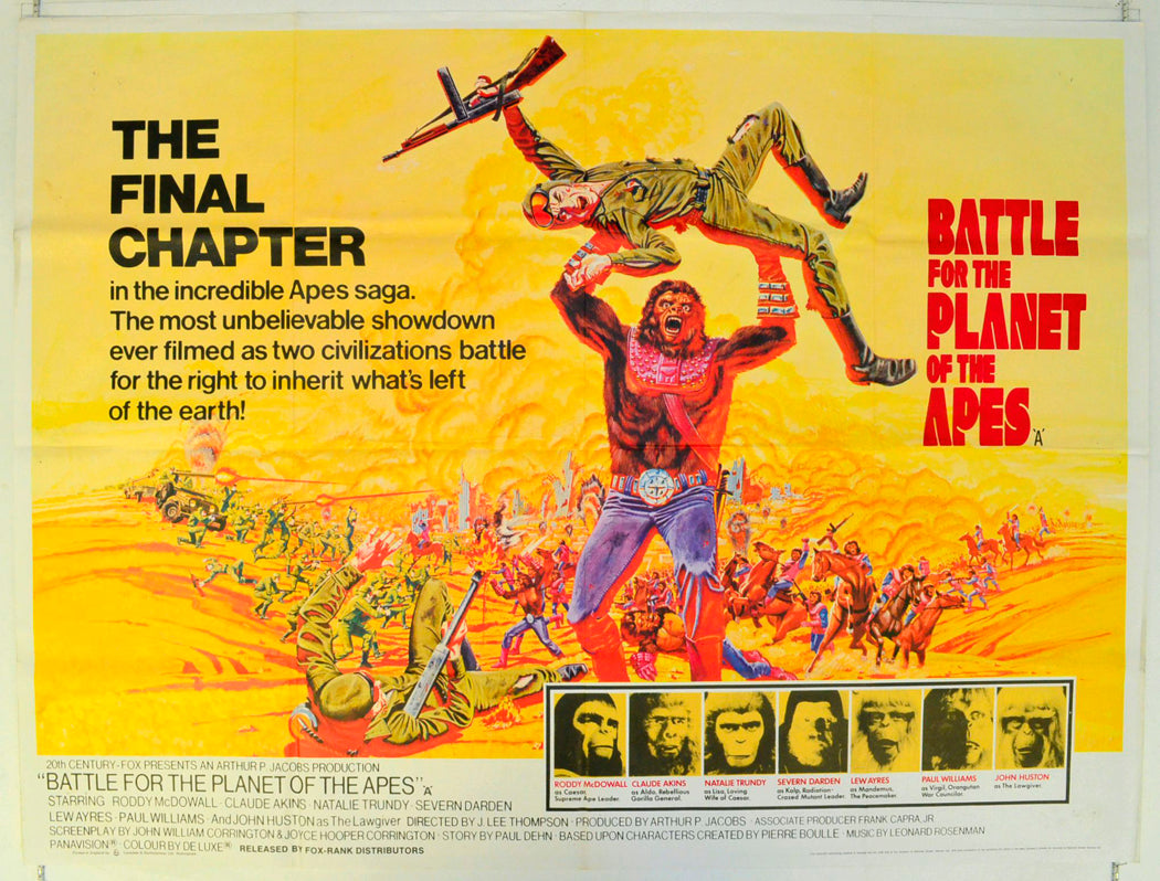 Battle For The Planet Of The Apes Original British Quad Poster - Film Poster - Movie Poster 