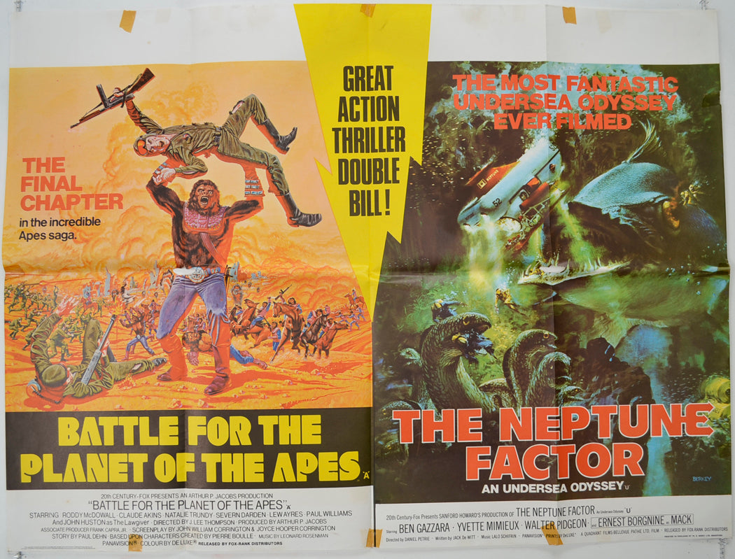 Battle For The Planet Of The Apes / The Neptune Factor  (Double Bill)  Original Quad Poster - Film Poster - Movie Poster 