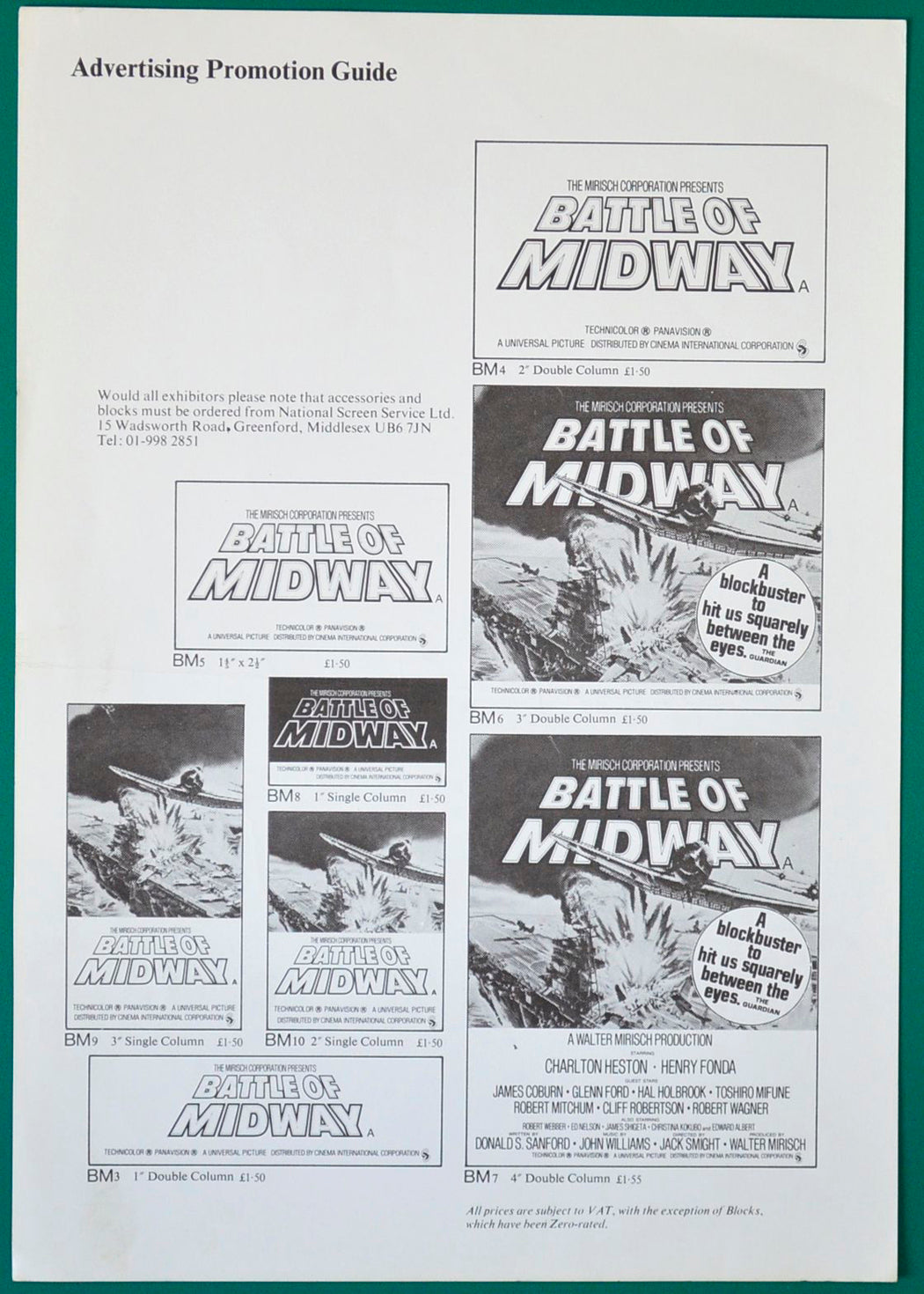 Battle Of Midway - Accessories Sheet