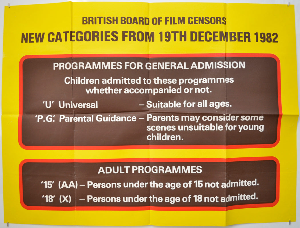 British Board Of Film Censors Certification Guide  Original Quad Poster - Film Poster - Movie Poster