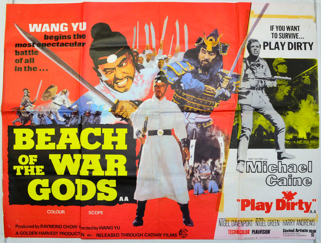 Beach Of The War Gods / Play Dirty   (Double Bill) Original British Quad Poster - Film Poster - Movie Poster