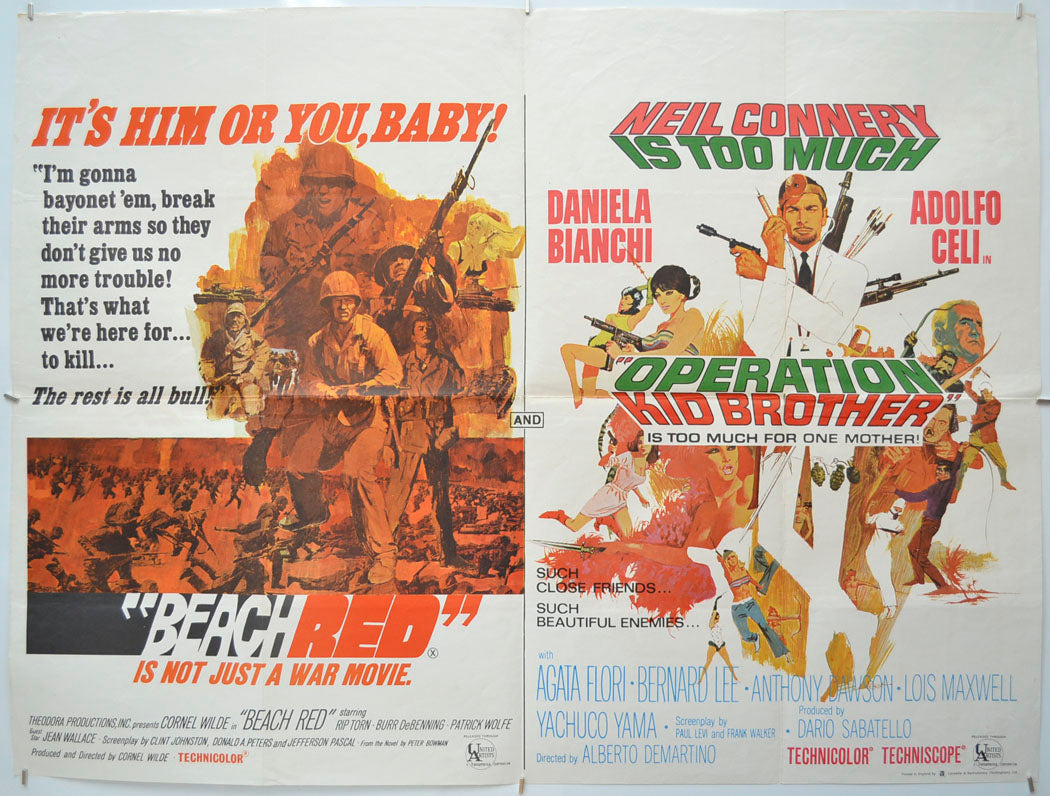 Beach Red / Operation Kid Brother (Double Bill) Original Quad Poster - Film Poster - Movie Poster