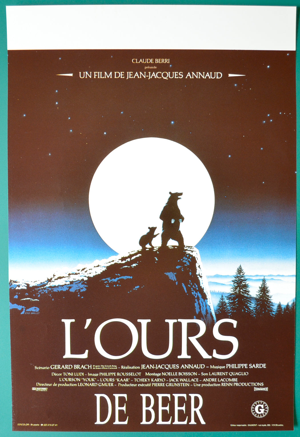 The Bear  (Belgian French Title - L'Ours)   Original Belgian Poster - Film Poster - Movie Poster