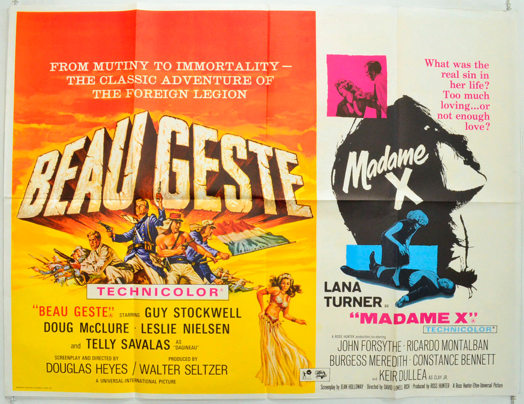 Beau Geste / Madame X  (Double Bill)   Original British Quad Poster - Film Poster - Movie Poster 