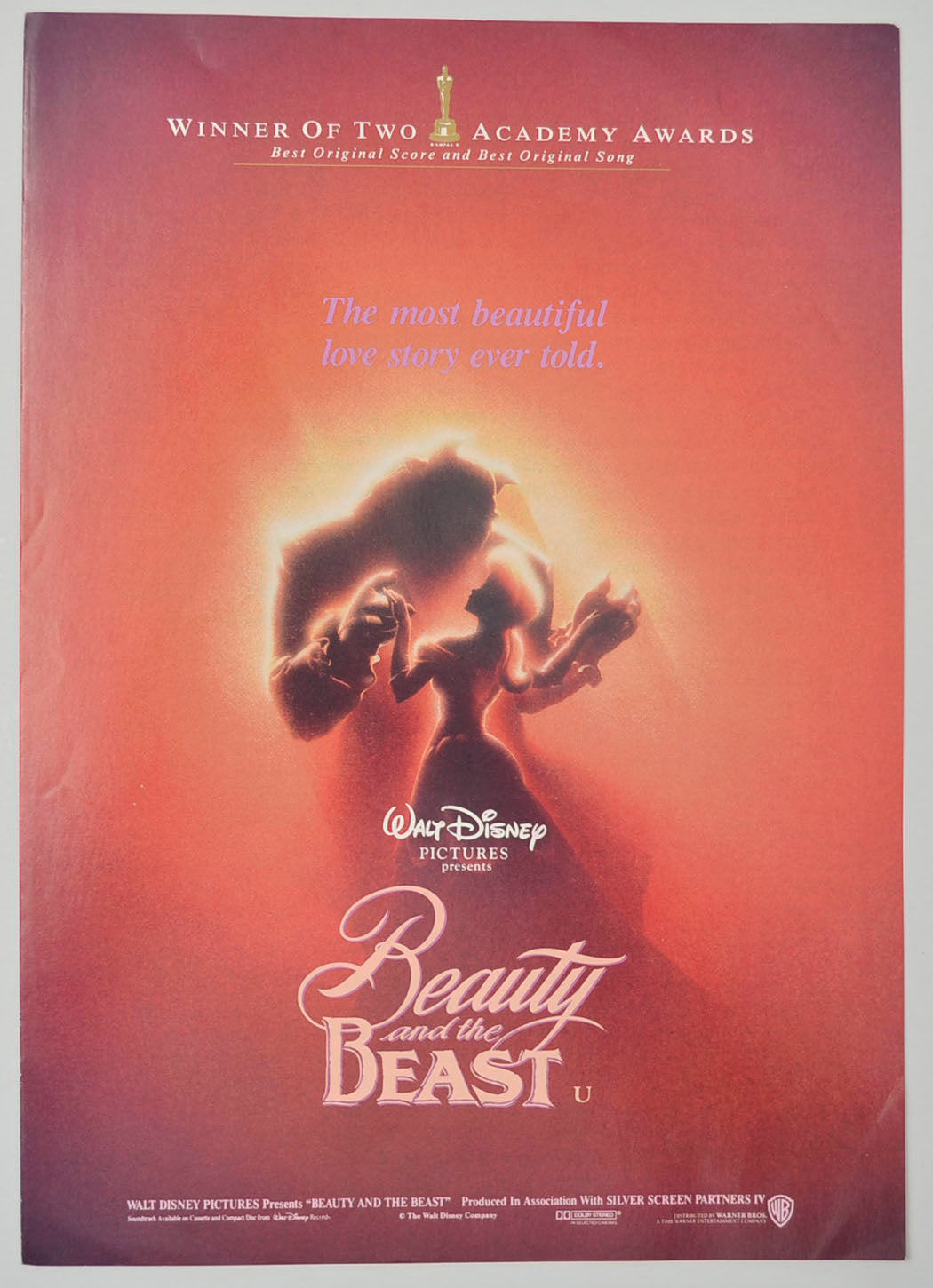 Beauty And The Beast Original Cinema Exhibitors Synopsis / Credits Booklet (UK)