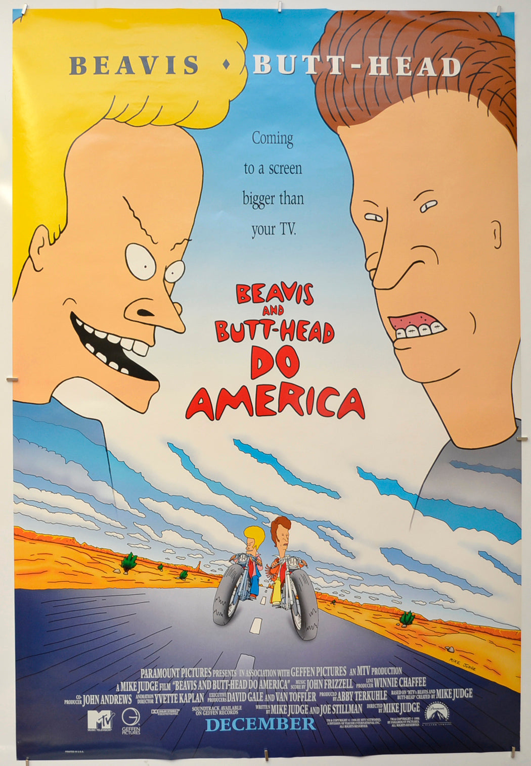 Beavis And Butt-Head Do America Original One Sheet Poster - Film Poster - Movie Poster