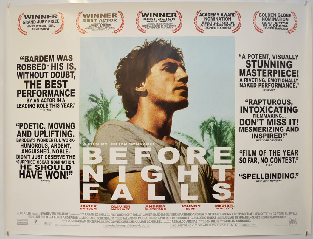 Before Night Falls  Original Quad Poster - Film Poster - Movie Poster