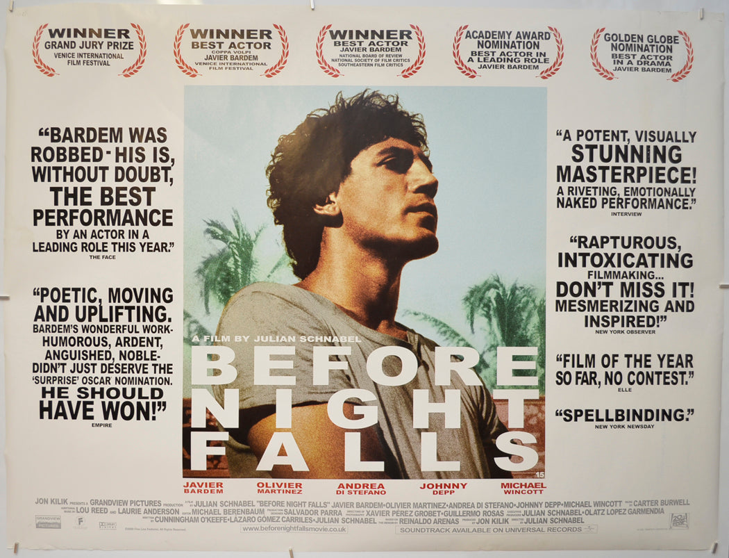 Before Night Falls  Original Quad Poster - Film Poster - Movie Poster