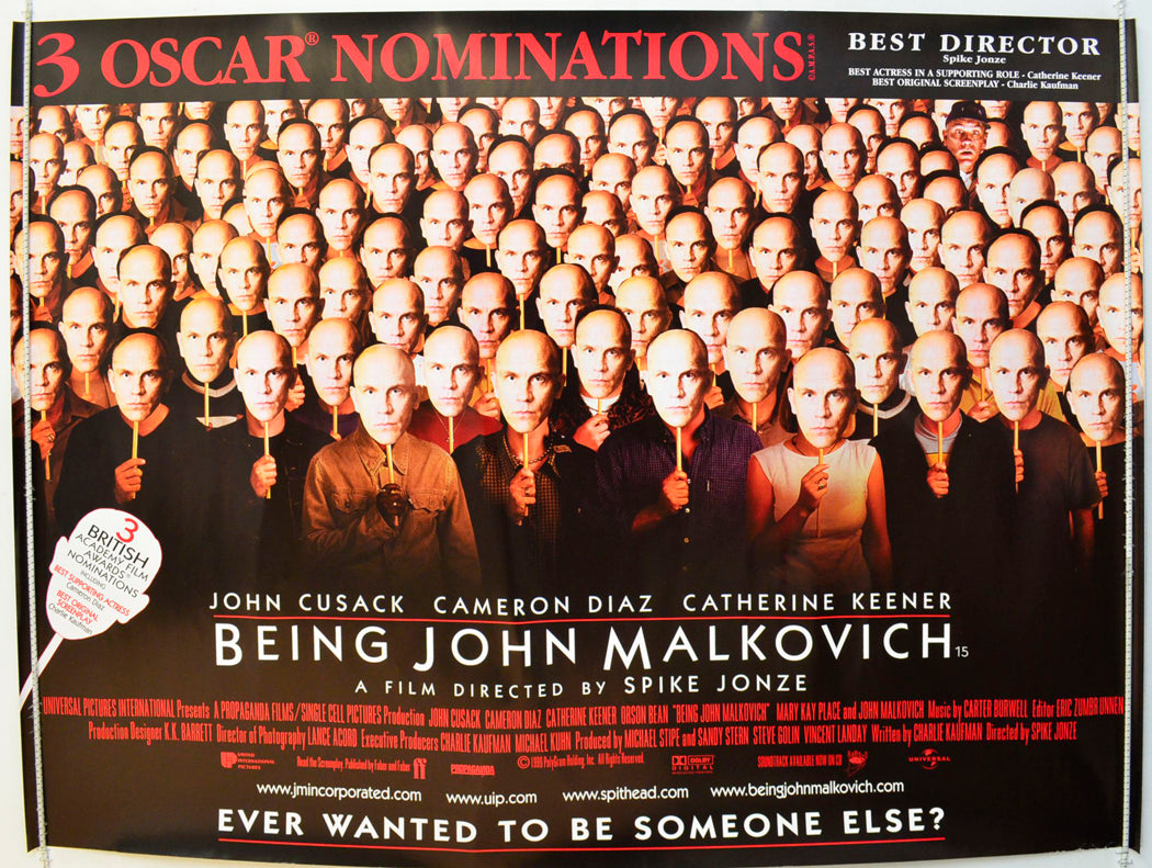 Being John Malkovich   (Oscars Version) Original British Quad Poster - Film Poster - Movie Poster