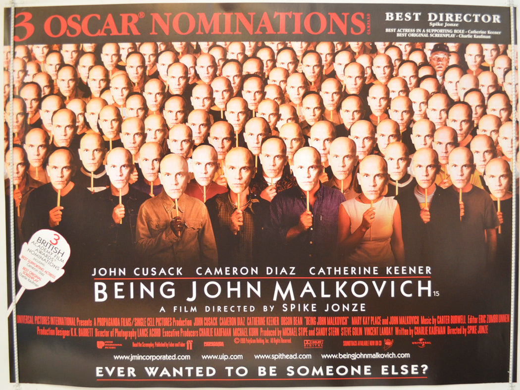 Being John Malkovich  (Oscars Version)   Original Quad Poster - Film Poster - Movie Poster